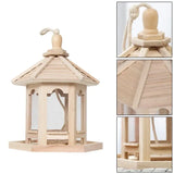 Cecuca 1000ml Wooden Bird Feeder Hanging Dispenser for Garden Decoration