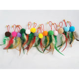 Cecuca 10pc Cat Feather Teaser Wand Ball Toy Set for Fun Kitten Play