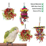 4pcs Cecuca Parrot Bird Toy Set - Chewing, Foraging, Swinging, Hanging - Small Bird Cage Accessories