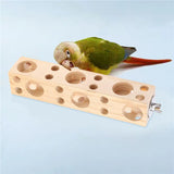 Cecuca Bird Foraging Toy - Natural Wood Block with Holes for Parrots and Lovebirds