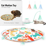Cecuca Interactive Motion Cat Toy - 4 Modes, Motorized Wand & 3 Feathers