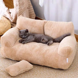Cecuca Luxury Plush Cat Bed Sofa - Cozy Winter Retreat for Your Furry Friend