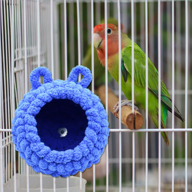 Cecuca Parrot House Coral Velvet Nesting Hut for Bird Parakeet and Winter Parrot